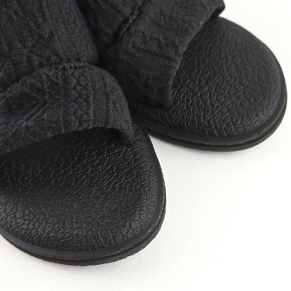 Sanuk Women's Yoga Mat Capri Black Textile Flat Slip On Sandals Cushioned Sz 6 - Picture 7 of 11